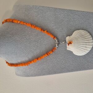 Coral & Shell Necklace, Braclet,Earring Set Natural